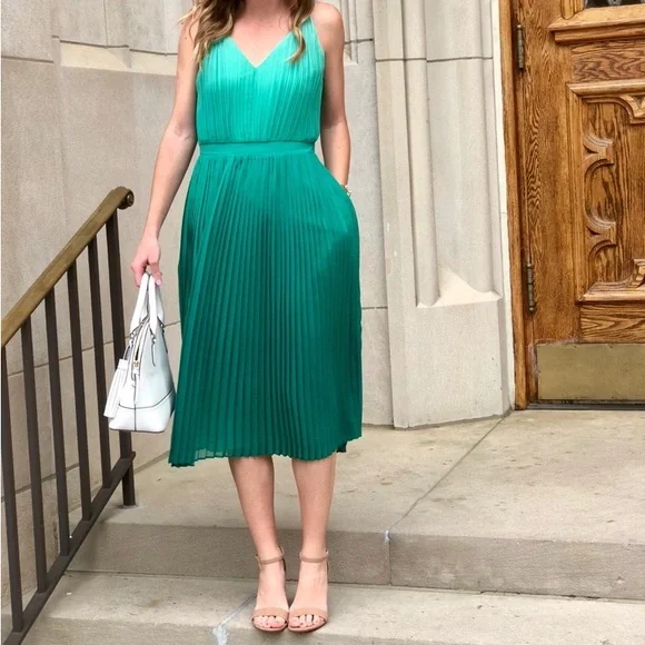 Banana Republic Dresses Banana Republic Pleated Green Midi